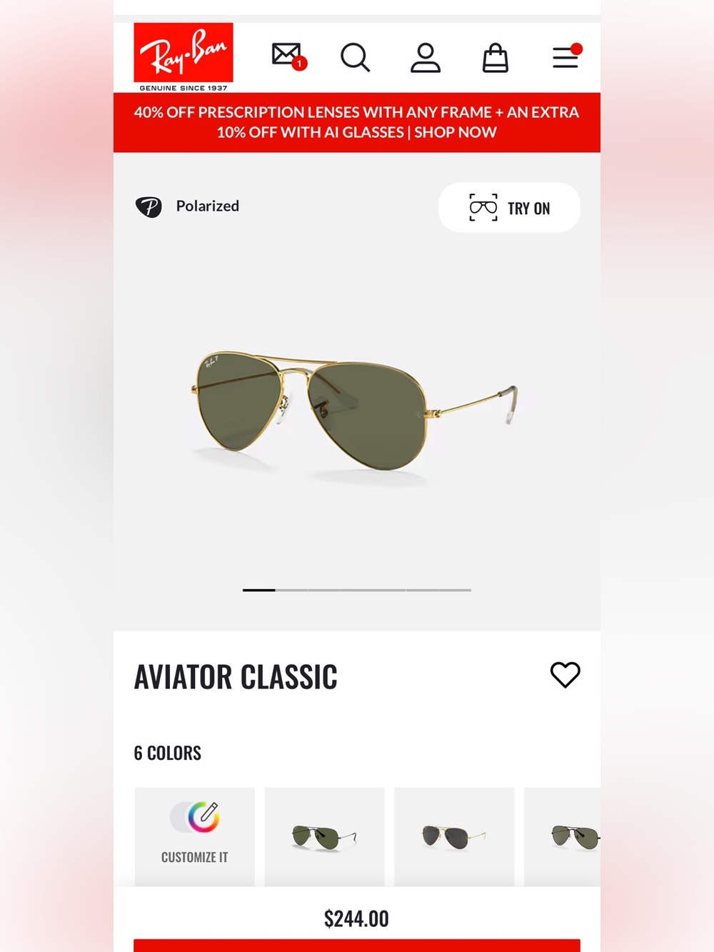 Ray-Ban Aviator Classic - Picture 2 of 7